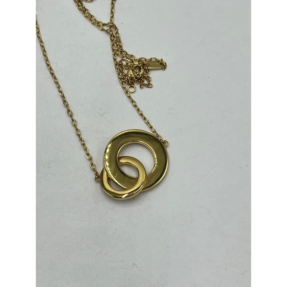 Coach Pegged Signature Interlocking Open Enamel Circle Link Gold Plated Necklace